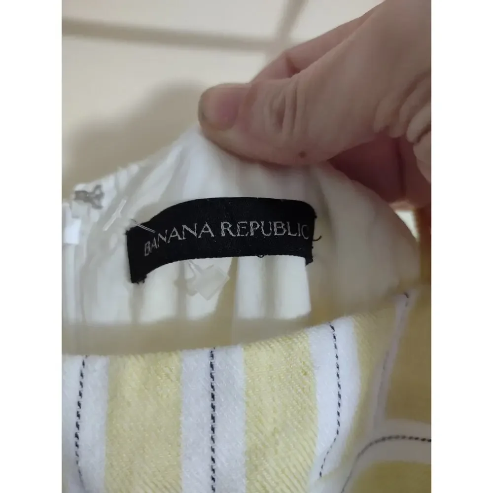Banana republic Butter Yellow‎ Stripe Jumpsuit Linen blend Size 4 Lightweight